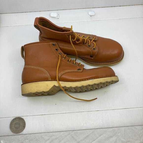 Vtg '70 STATUS worker hipster bluff rockabilly leather mens boots sz 6 EEE - Picture 3 of 8